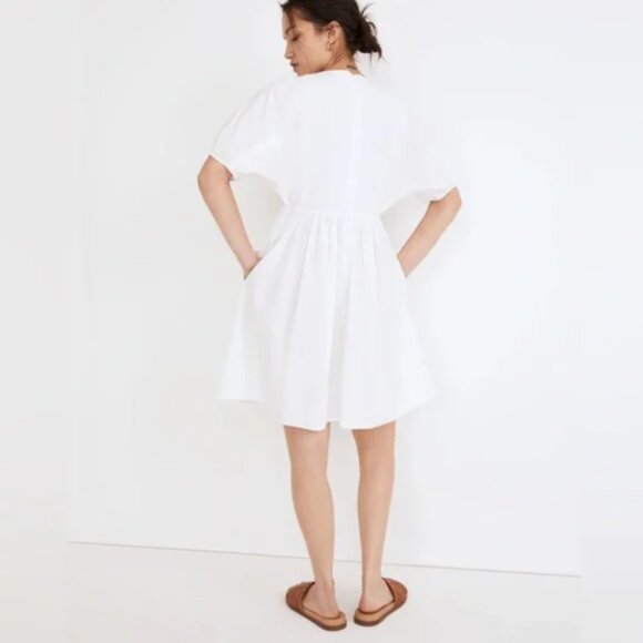 Madewell Embroidered Poplin V-Neck Mini Dress White M - Picture 2 of 15